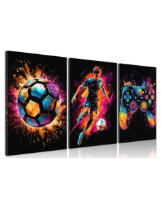 Set de 3 Lienzos Enmarcados BGFCE - Decoración Pared Videojuegos 40.64x30.48 cm