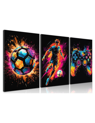 Set de 3 Lienzos Enmarcados BGFCE - Decoración Pared Videojuegos 40.64x30.48 cm
