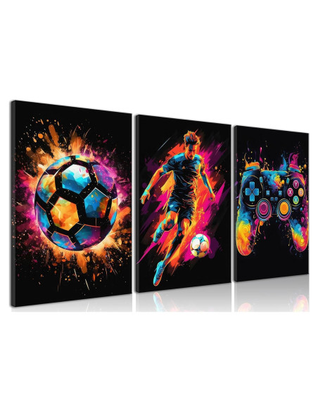 Set de 3 Lienzos Enmarcados BGFCE - Decoración Pared Videojuegos 40.64x30.48 cm