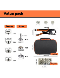Kit de Herramientas de Botón a Presión OneDove 40 Piezas 15mm 2