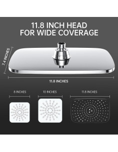 Cabezal de Ducha Veken 30 cm Rectangular con Manguera 178 cm 2
