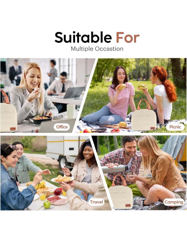 Bolsa de Almuerzo Aislada LOYEE Beige 15L para Oficina y Picnic