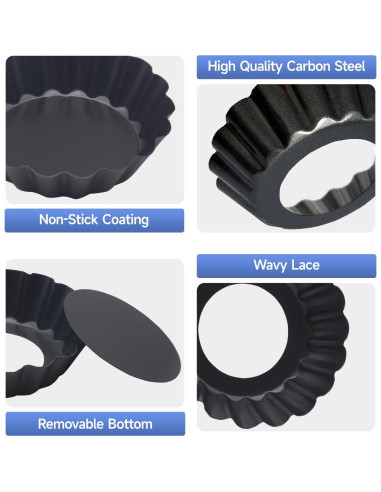 12 Moldes para Tartas de Huevo Urxirha 8 cm Antiadherentes