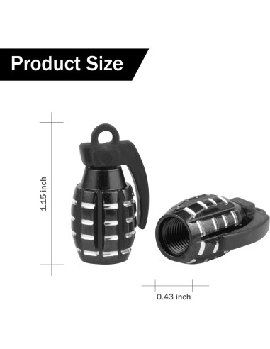 Tapa de Válvula de Neumático SINGARO Universal 4 Piezas Negro