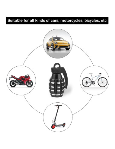 Tapa de Válvula de Neumático SINGARO Universal 4 Piezas Negro