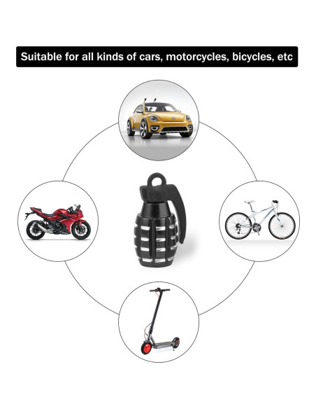 Tapa de Válvula de Neumático SINGARO Universal 4 Piezas Negro