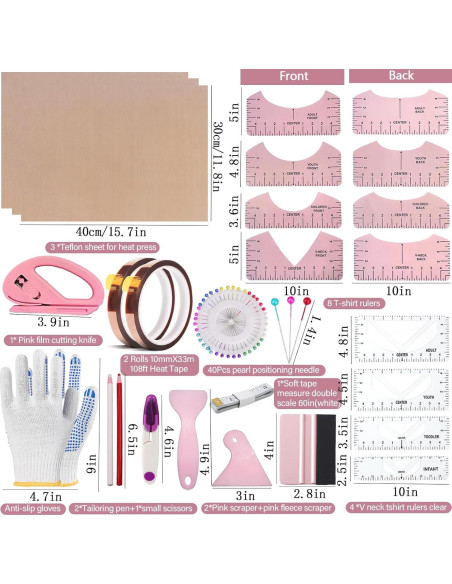 Kit de herramientas para sublimación de camisetas QUKLOGEN 66 piezas