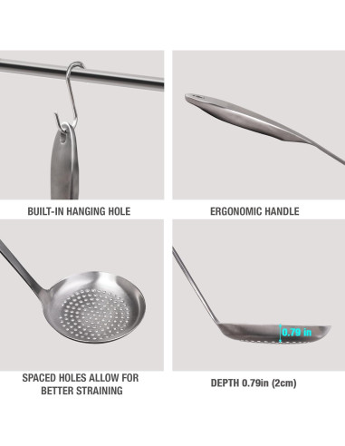 Colador de Acero Inoxidable 304 Bryantye 35.3 cm para Cocina