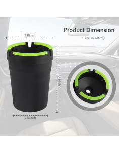 Cenicero Sin Humo OFBAND para Coche y SUV, Negro, 11.2x8.3 cm 2