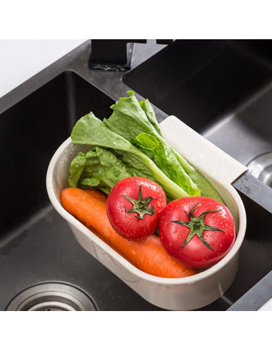 Canasta de desagüe para fregadero tchrules beige 24.2x16.6 cm