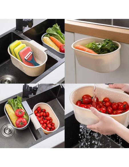 Canasta de desagüe para fregadero tchrules beige 24.2x16.6 cm