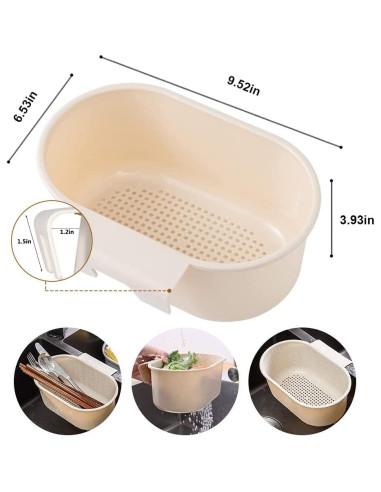 Canasta de desagüe para fregadero tchrules beige 24.2x16.6 cm
