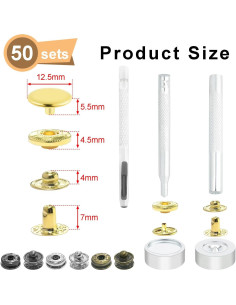 Kit de Botones a Presión CooBigo 50 Piezas 12mm Mezclado 2