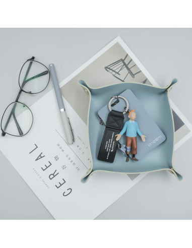 Organizador de bandeja de cuero POTTIIS - 2 piezas Azul y Verde