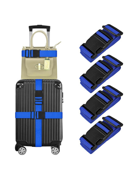 Correas de Equipaje Vivinin 4P Nylon Ajustables 0.91-1.68m Azul