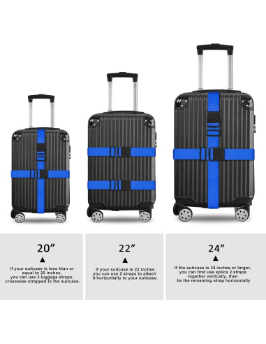 Correas de Equipaje Vivinin 4P Nylon Ajustables 0.91-1.68m Azul