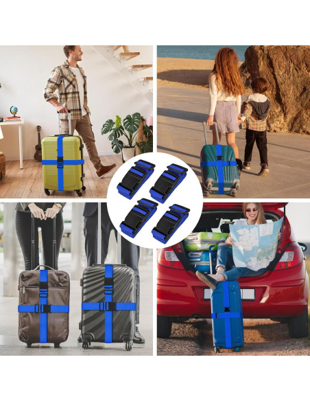Correas de Equipaje Vivinin 4P Nylon Ajustables 0.91-1.68m Azul
