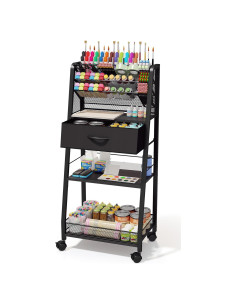 Carro Rodante de 3 Niveles Homsorout con Cajón Negro