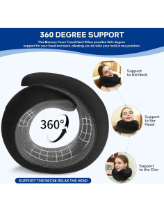 Almohada de Cuello Ergonómica Badink JZ de Espuma de Memoria - Negro 2