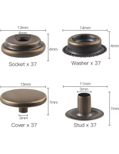 Kit de 40 Piezas Broches a Presión Moocci 15mm Bronce 2