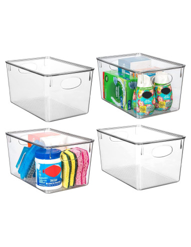 Bins de Almacenamiento ClearSpace 4 Paquete con Tapas 28x19x15cm