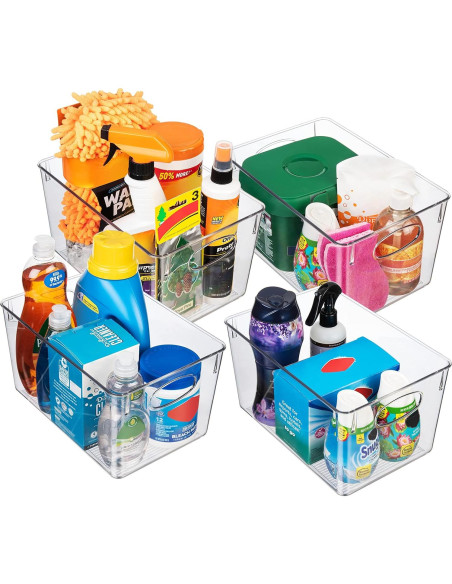 Bins de Almacenamiento ClearSpace 4 Paquete con Tapas 28x19x15cm