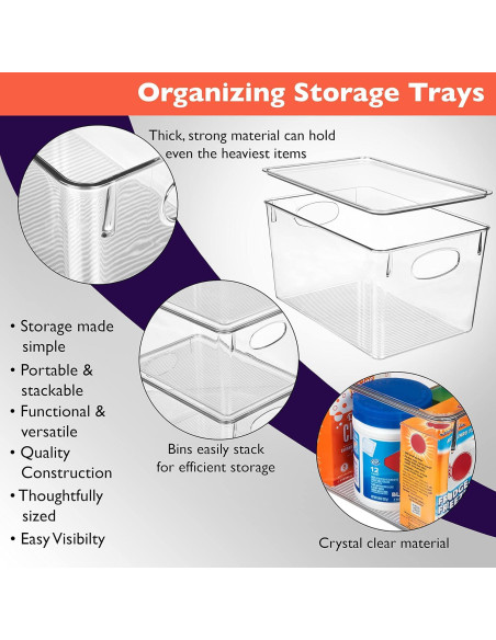 Bins de Almacenamiento ClearSpace 4 Paquete con Tapas 28x19x15cm