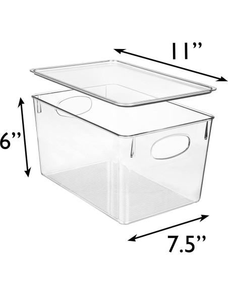 Bins de Almacenamiento ClearSpace 4 Paquete con Tapas 28x19x15cm