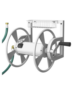 Carrete de Manguera Montado en Pared Artigarden 125 Pies Metal Blanco