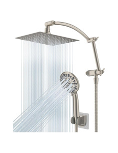 Cabezal de Ducha Hibbent 8'' Metal con Ducha de Mano 7 Modos