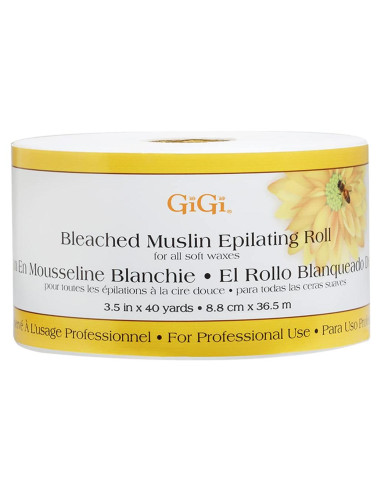 Rollo de Muselina Blanqueada GiGi 3.5" x 40 Yards para Depilación