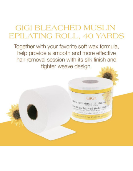 Rollo de Muselina Blanqueada GiGi 3.5" x 40 Yards para Depilación
