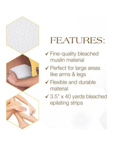 Rollo de Muselina Blanqueada GiGi 3.5" x 40 Yards para Depilación