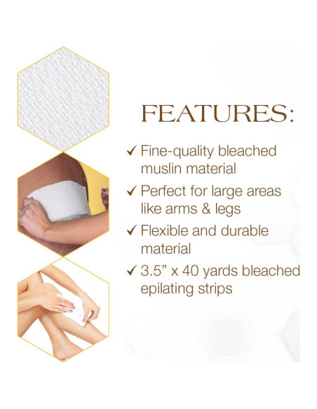 Rollo de Muselina Blanqueada GiGi 3.5" x 40 Yards para Depilación