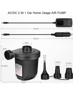 Bomba de aire eléctrica Flanney S-011 12V/110V para inflables 2