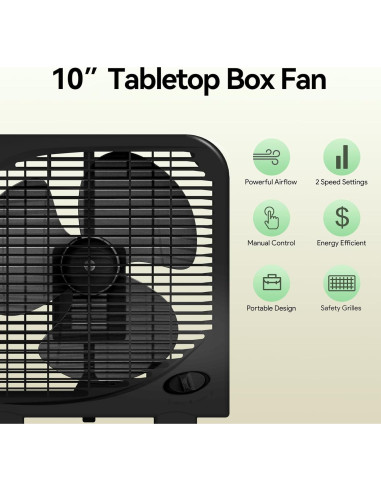 Ventilador de Mesa SHINIC 10" Silencioso 2 Velocidades Negro