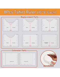 Kit de Reglas para Camisetas TransOurDream 8 Piezas 25.4x20.3 cm 2