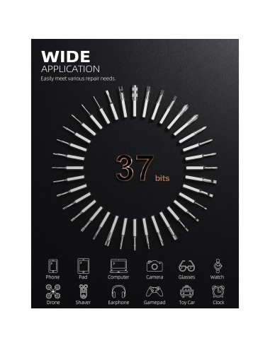 Destornillador Eléctrico Mini AmaLux 37 Puntas 3.7V Recargable