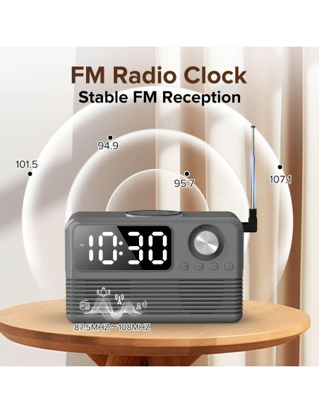 Cargador Inalámbrico 15W FlyShow con Altavoz Bluetooth y Reloj