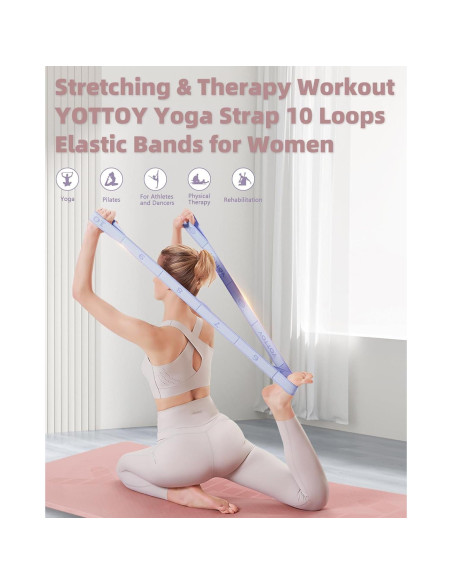 Correa de Yoga YOTTOY con 10 Bucles y Bandas de Resistencia Correa de Yoga YOTTOY con 10 Bucles y Bandas de Resistencia