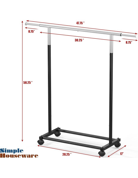 Perchero de Ropa Simple Houseware Negro Extensible 77-119 cm