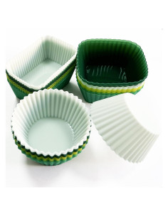Tazas de Silicona Reutilizables IELEK para Muffins 12 Piezas