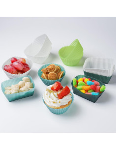 Tazas de Silicona Reutilizables IELEK para Muffins 12 Piezas 2
