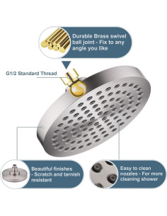 Cabezal de Ducha de Lluvia Bright Showers 15.24 cm 2 Modos 2