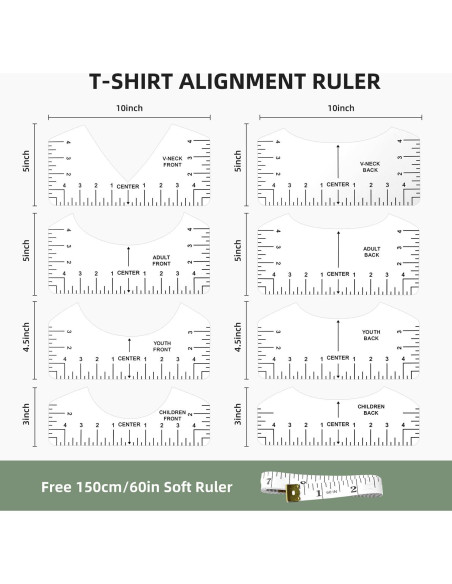 Conjunto de 10 Reglas para Camisetas MFJUNS - PVC Flexible