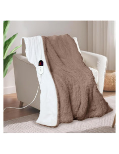 Manta eléctrica AEPINBH 127x152 cm piel sintética marrón