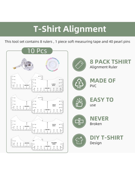 Conjunto de 10 Reglas para Camisetas MFJUNS - PVC Flexible