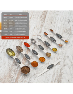 Juego de Cucharas Medidoras Magnéticas CH1EF Acero Inoxidable 8 Piezas 2