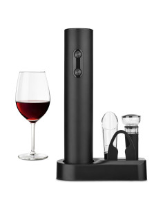 Abridor de Vino Eléctrico Tizowal Negro con Cortador y Tapones