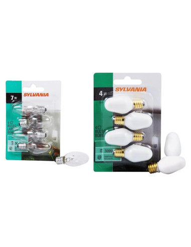 Bombillas nocturnas C7 Sylvania 7W y 4W E12, 8 unidades